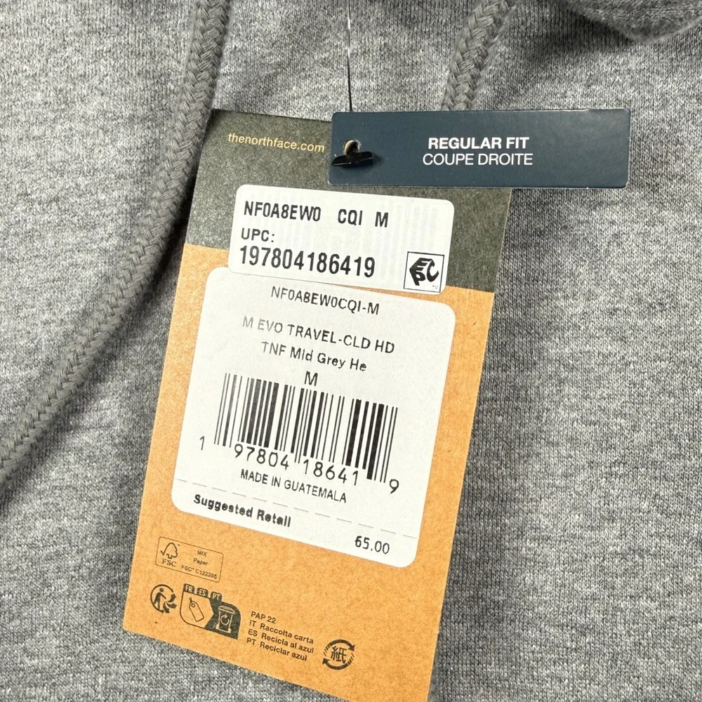 The North Face Hoodie Men Medium Grey M EVO TRAVEL-CLD HD Graphic Pullover